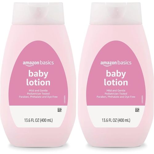 Amazon Basics Baby Lotion, Mild & Gentle, Hypoallergenic, Paraben Free, Phthalate Free, Dye Free, Lightly Scented, 13.6 Fl Oz (Pack of 1) (Previously Solimo)