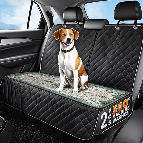 Hompet 2 Pack Waterproof & Absorbent Dog Car Seat Cover Mat, Fits Most Dog Car Hammocks, Washable Reusable Backseat Protector Pad, Quick Dry Leak-Proof Non-Slip Pet Travel Mat for Cars, 18"x54"