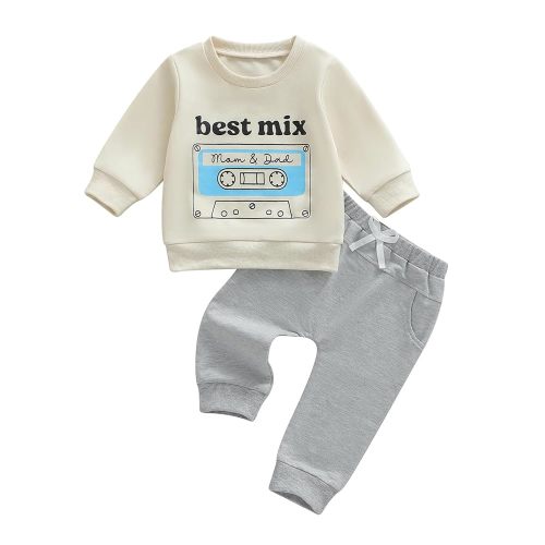 Hekkomird Baby Boy Girl Fall Outfits Cute Letter Print Long Sleeve Sweatshirt Elastic Pants Infant Newborn Winter Clothes