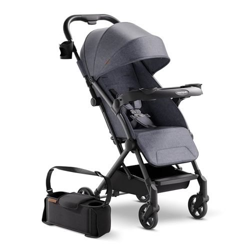 Mompush Lithe V2 Lightweight Travel Stroller, Compact Foldable Baby Stroller with Travel Bag, One-Hand Fold Stroller, Snack Tray, Mechanical Recline Seat, Airplane-Ready, Organizer & Rain Cover