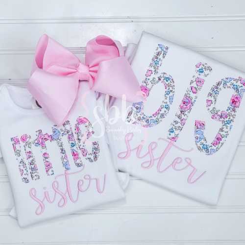 Big Sister Shirt, Little Sister Shirt, Sibling Shirts, Liberty London, Monogram Shirt, Personalized Sister Shirt, Matching Sister Shirts