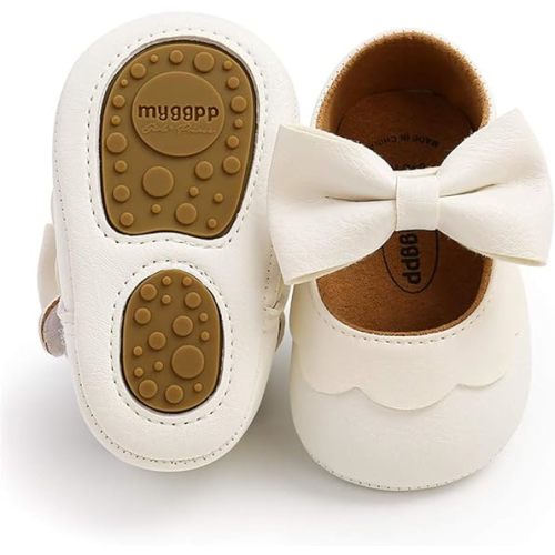 LAFEGEN Baby Girls Mary Jane Flats with Bownot Non Slip Soft Sole PU Leather Newborn Infant Toddler First Walker Cirb Dress Shoes | First Walker, Non Slip, Soft Sole, PU Leather, with Bownot, Cirb