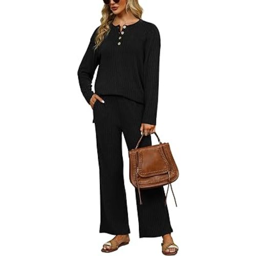 WIHOLL Two Piece Outfits for Women Short Sleeve V Neck Biker Shorts Set