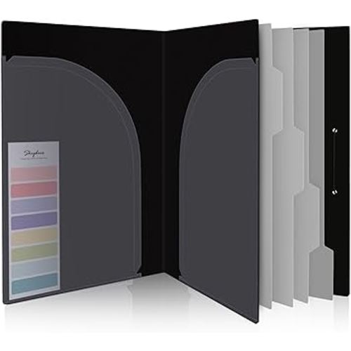 SKYDUE Accordion File Organizer, 5 Pocket Expanding File Folders with Pockets, Document Organizer, Portable Paper Organizer，School Office Supplies Black