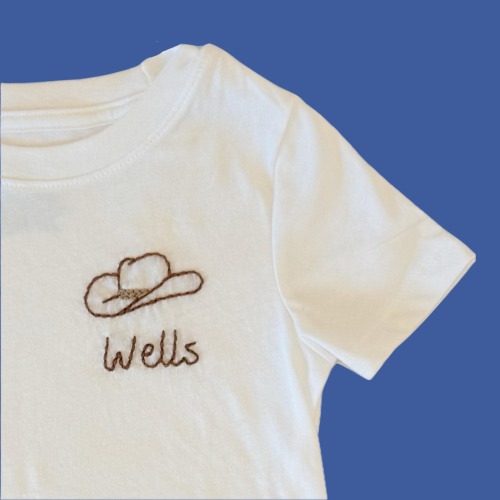 Hand Embroidered Toddler Shirt: Cowboy Hat / Rodeo