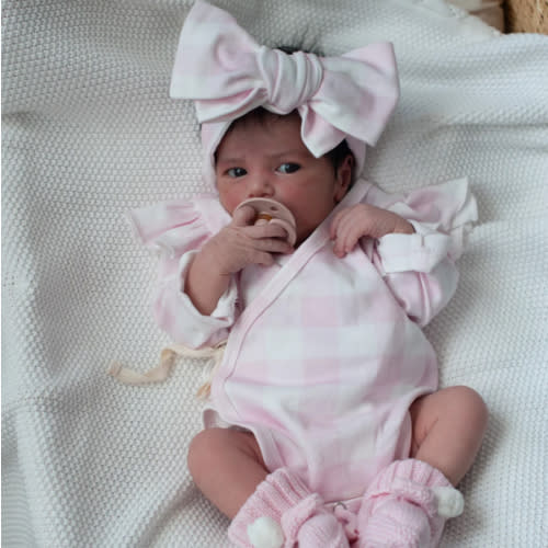 Kimono Onesie with Bow | Pink Gingham