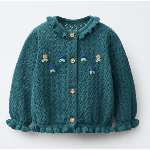 FLORAL EMBROIDERY KNIT CARDIGAN