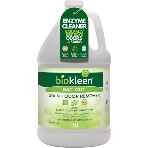 Biokleen Bac-Out - Eliminador de manchas y olores enzimáticos, 128 onzas, destruye manchas y olores de forma segura, para manchas de mascotas, lavandería, pañales, vino, alfombras y más, respetuoso