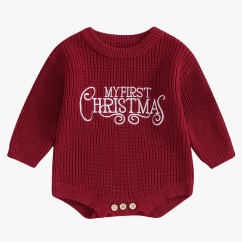 Adobabirl Baby Girl Boy Knitted Sweater Bubble Romper Long Sleeve Jumpsuit Festival Outfit Fall Winter Spring Clothes