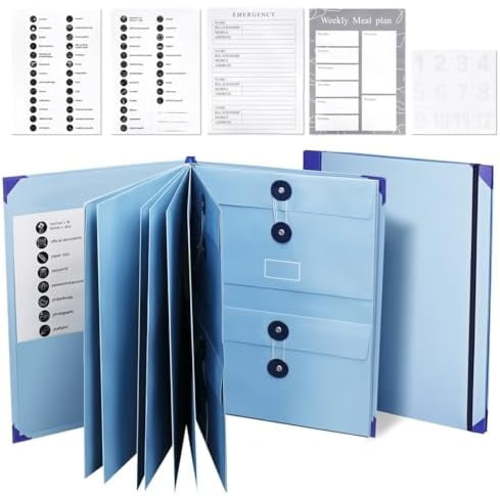Document Organizer Folio,Important Document Organizer Folio Folders with Labels Life Binder Important Documents for Bills Checks Birth Certificates etc