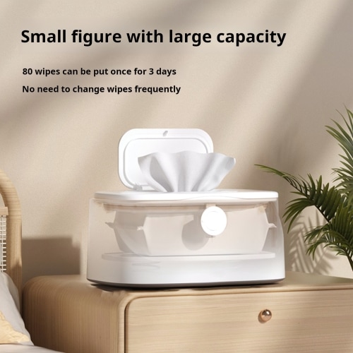 Wipes Warmer - with Stainless Steel Top Heating 3 Adjustable Levels Indicator Light Constant Temperature Baby Wet Wipes Dispenser for Large Wipes Baby Care Essential