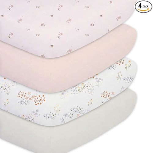 Plushii 4 Pack Baby Crib Sheets for Girls,Fitted Crib Mattress,52x28