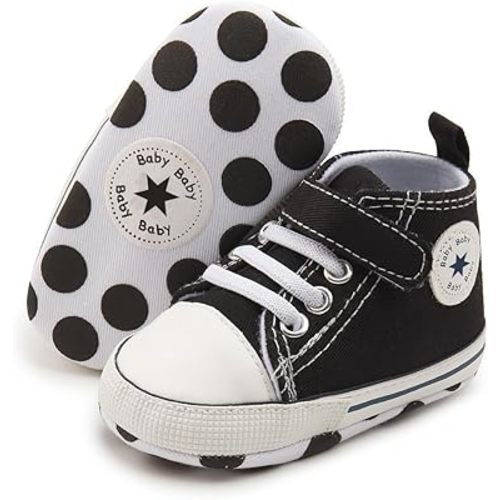 Unisex Baby Girls Boys Canvas High-top Shoes, Newborn Infant Anti-Slip Soft Sole Frist Walking Breathable Sneakers