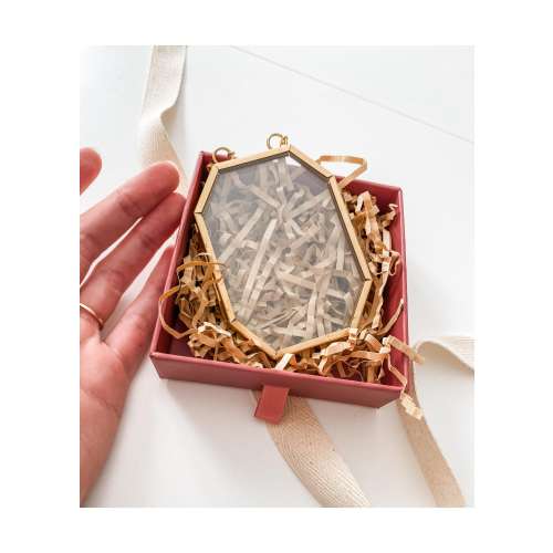 Personalizable christmas ornament, add your own photo, name, gold holiday decor, brass picture frame, family, baby's first, engagement, 2024