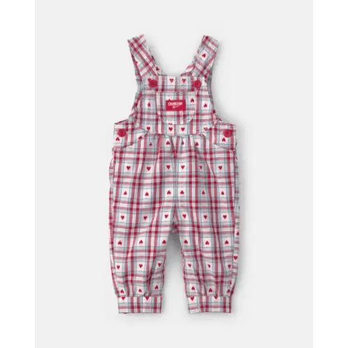 Baby Girl Heart Valentine's Day Woven Overalls - White/Red/Blue - OshKosh B'gosh | Carter's