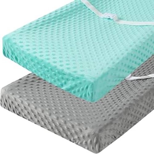 Dot Changing Pad Cover for Baby Boy and Girl 2 Pack Set Ultra Soft Solid Grey and Green