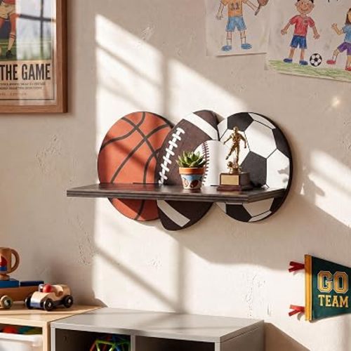 Novabright Sport Theme Floating Shelves Sport Shelf Room Decor, Novel