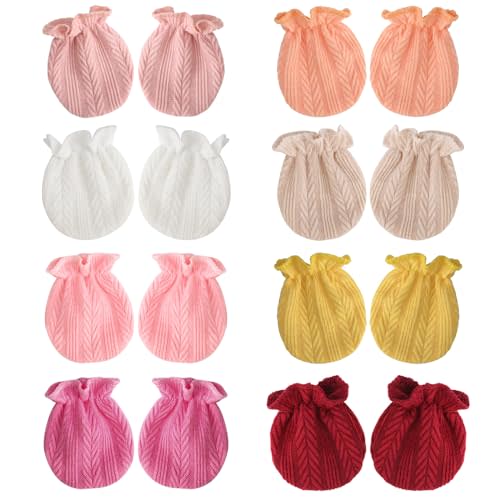 BQUBO Newborn Infant Toddler Mittens No Scratch Cotton Elastic Wrist Gloves Hypoallergenic for 0-6 Months Baby Boys Girls