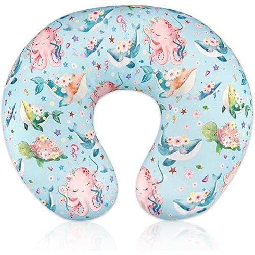 Nursing Pillow Cover Stretchy Removable Cover for Breastfeeding Pillows, Ultra Soft Comfortable Slipcover for Baby Girl and Boy, Ocean World