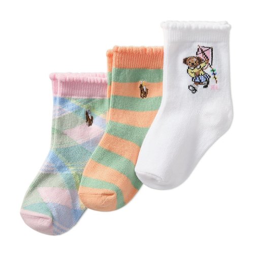 Polo Ralph Lauren Baby Girls Months Kite Bear Socks 3-Pack