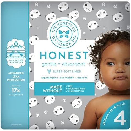 Honest, Diapers Pandas Size 4, 23 Count