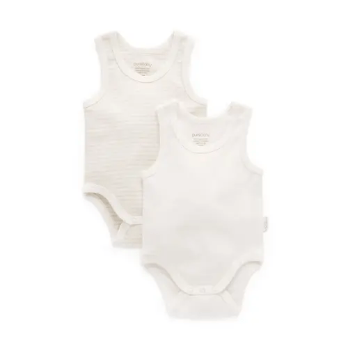 Wheat 2 Pack Rib Bodysuit - Baby Bodysuits - Purebaby - Purebaby