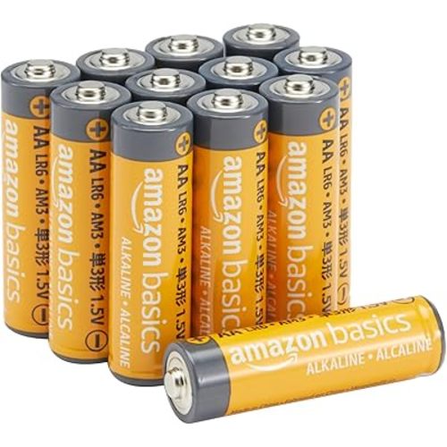 Amazon Basics 12-Pack AA Alkaline Batteries, 1.5 Volt, Long Lasting Power, 10-Year Shelf Life