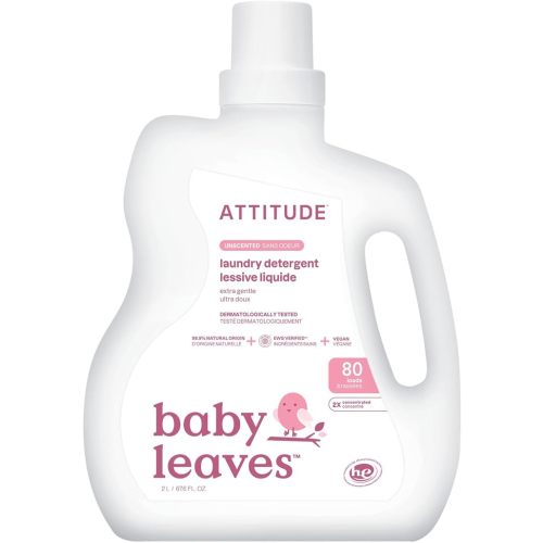 ATTITUDE Baby Laundry Detergent, Dermatologist Tested, Unscented, 80 Loads