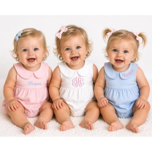 Baby Girl Monogram Bubble, Soft Cotton, Gift