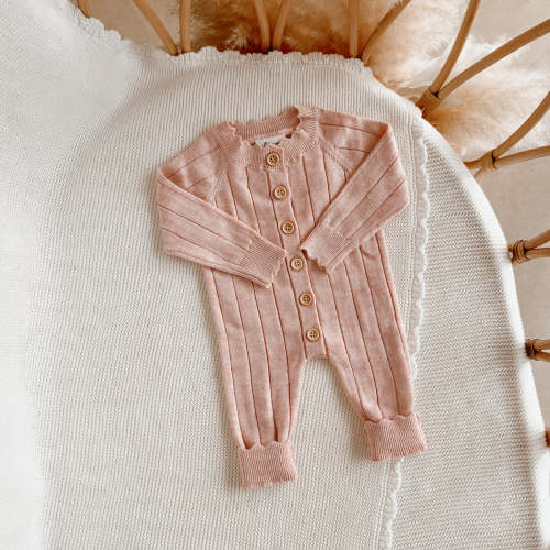 Ribbed Knit Romper - Pink Lemonade – Blossom and Pear