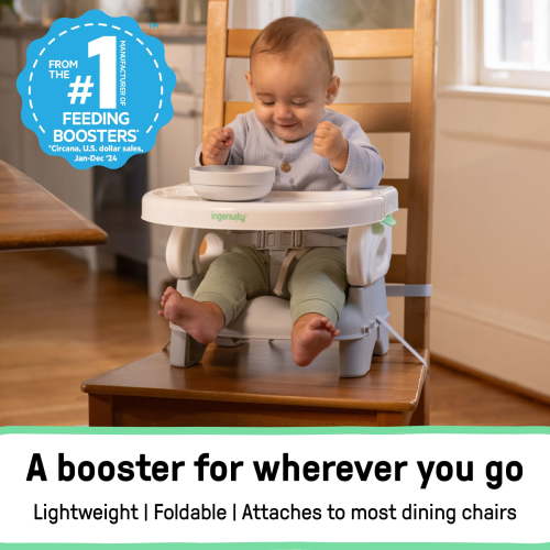 Ingenuity Deluxe Comfort Folding Baby Booster - Adjustable Height - Cushioned - Lightweight - 6M-3Y
