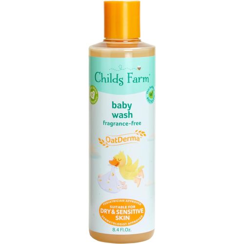 Childs Farm, OatDerma Baby Wash, Fragrance-Free, Gently Cleanses and Soothes, Suitable for Newborns with Dry, Eczema-prone, Sensitive Skin, 8.4 Fl Oz