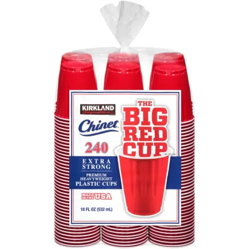 Kirkland Signature Chinet 18 oz Plastic Cup, Red, 240-count | Costco