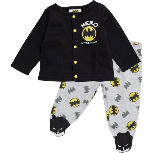 BATMAN Baby Boys Outfit with Snap Shirt and Baby Footed Pants Baby Clothes - Baby Outfit