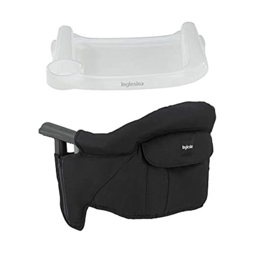 Inglesina Fast Table Chair + Fast Dining Tray Plus - Award-Winning Baby High Chair - Use at Most Tables or Restaurants Without Leaving Scratches, Black