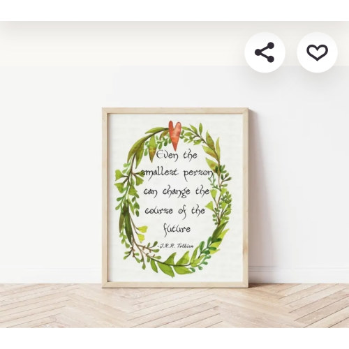Lord of the Rings Hobbit Font Even the Smallest person Quote Tolkien Woodland Watercolor painting picture Nursery child room wall art print