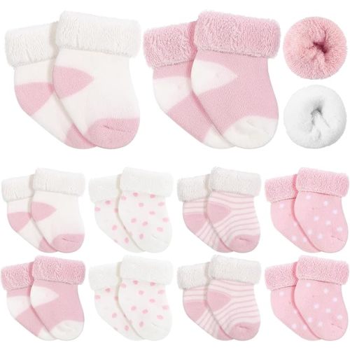 Twistover 10 Pairs Preemie Baby Terry Cotton Turn Cuff Socks for Newborn Girls Boys - Nicu