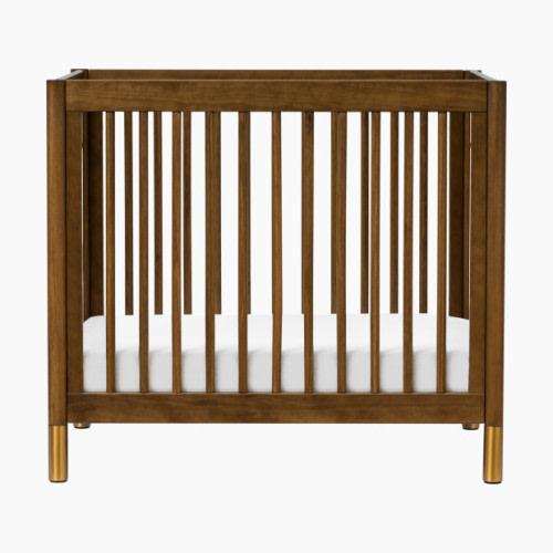 Gelato 4-in-1 Convertible Mini Crib - Natural Walnut & Gold Feet
