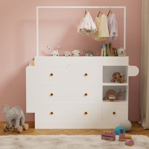 Latitude Run® Dresser With Drawers, Storage Open Shelves | Wayfair