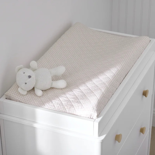 Ditsy Gingham Classic Cool Organic Cotton Percale Quilted Changing Pad Cover