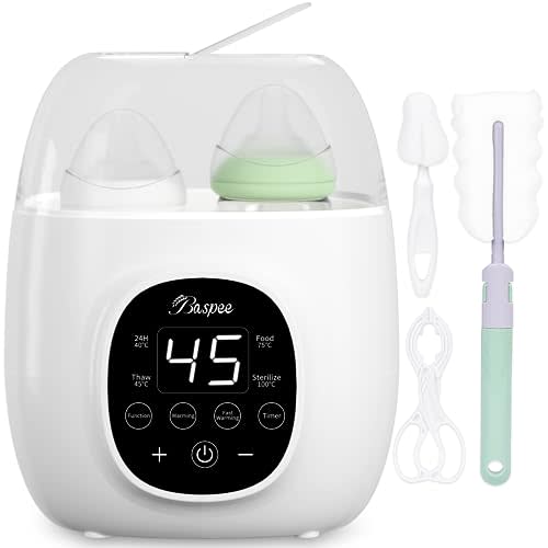 Baby Bottle Warmer Fits 2 Bottles, 11-in-1 Fast Milk Warmer with Timer Breast Milk or Formula, Accurate TEM Control, with Defrost, Sterilizing, Keep, Heat Baby Food and Maintain Nutrients
