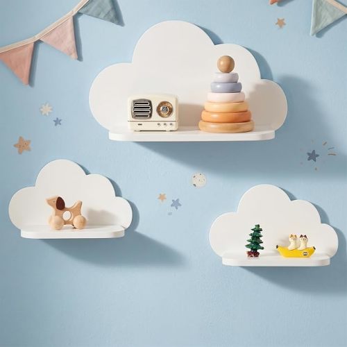 Cloud Floating Shelves，Set of 3 White