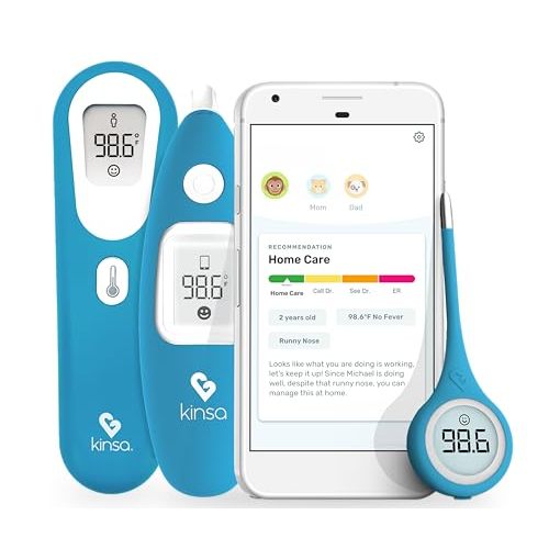 Kinsa Home Care Bundle - Digital Thermometers for Oral, Rectal, Armpit, Ear and Touchless Fever Readings