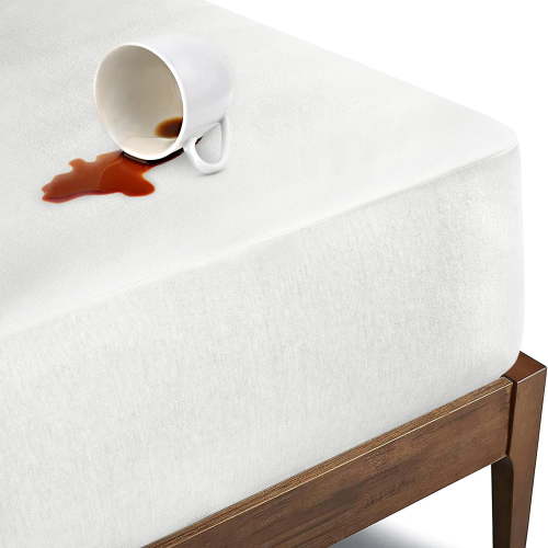 Bioweaves Organic Cotton Jersey Waterproof Mattress Protector King | 76" x 80" | GOTS Certified Mattress Cover with Jersey Cotton Skirt, Breathable & Noiseless Top Layer, 17 Inch Deep Pocket, White