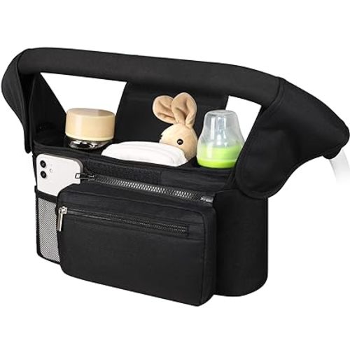 Accmor Universal Stroller Organizer with Insulated Cup Holder Detachable Phone Bag and Shoulder Strap,Stroller Bag Caddy Organizer Fits for Uppababy, Baby Jogger, Britax Strollers