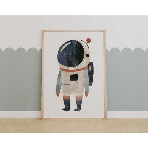 Galaxy Astronaut Wall Art – Space Theme Kids Room Decor, Outer Space Nursery Print