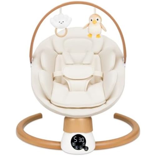 Baby Swings for Infants, Electric Portable Baby Swing (Beige)