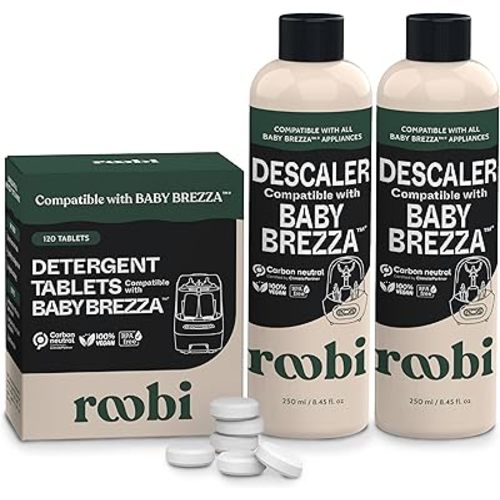 Roobi Cleaning & Descaling Kit Compatible with Baby Brezza Bottle Washer Pro. Removes Milk Residue & Odor, Hypoallergenic Carbon Neutral Formula