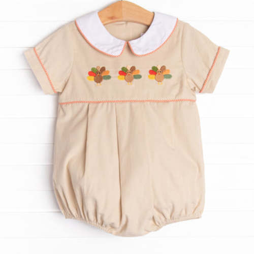 Turkey Trot Embroidered Bubble, Tan – Stitchy Fish