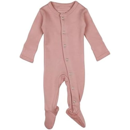 L'ovedbaby Unisex Baby Organic Cotton Snap Footie, GOTS Certified, Long Sleeve Sleep Play Footed Pajamas, Mitten Cuffs Grips